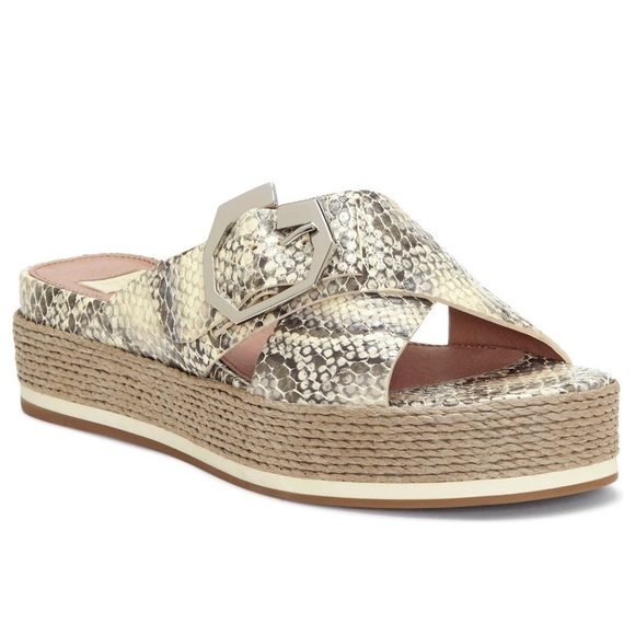 Cassia Platform Wedge Sandal Size 6 Taupe Multi Bubble Snake Print - Picture 1 of 9
